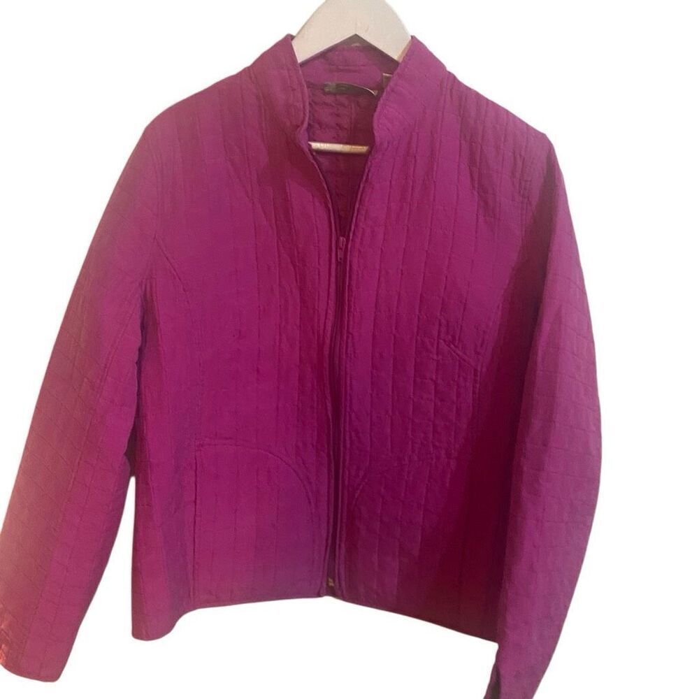 Bobby Chan open cardigan 100% silk fushia size large quilted